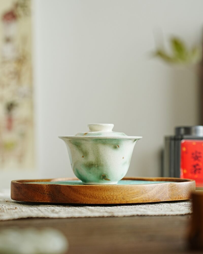Handmade Hand-painted Ceramic Jadeite Gold Splashes 100ml Gaiwan