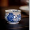 Hand-painted Qinghua Ceramic Lion 80ml Tea Cup