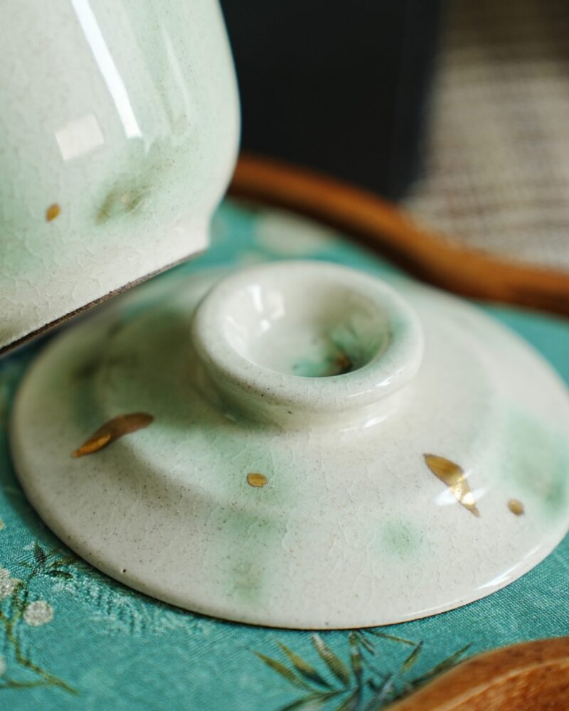 Handmade Hand-painted Ceramic Jadeite Gold Splashes 100ml Gaiwan
