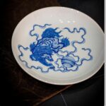 Hand-painted Qinghua Ceramic Lion Tea Boat