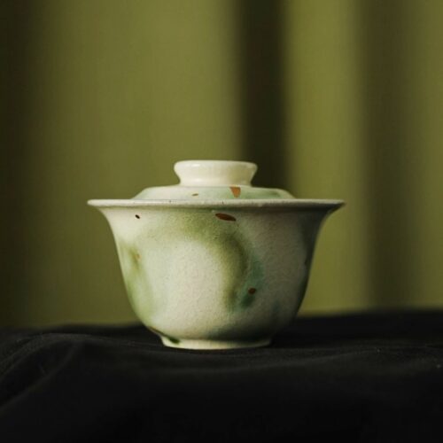 Handmade Hand-painted Ceramic Jadeite Gold Splashes 100ml Gaiwan