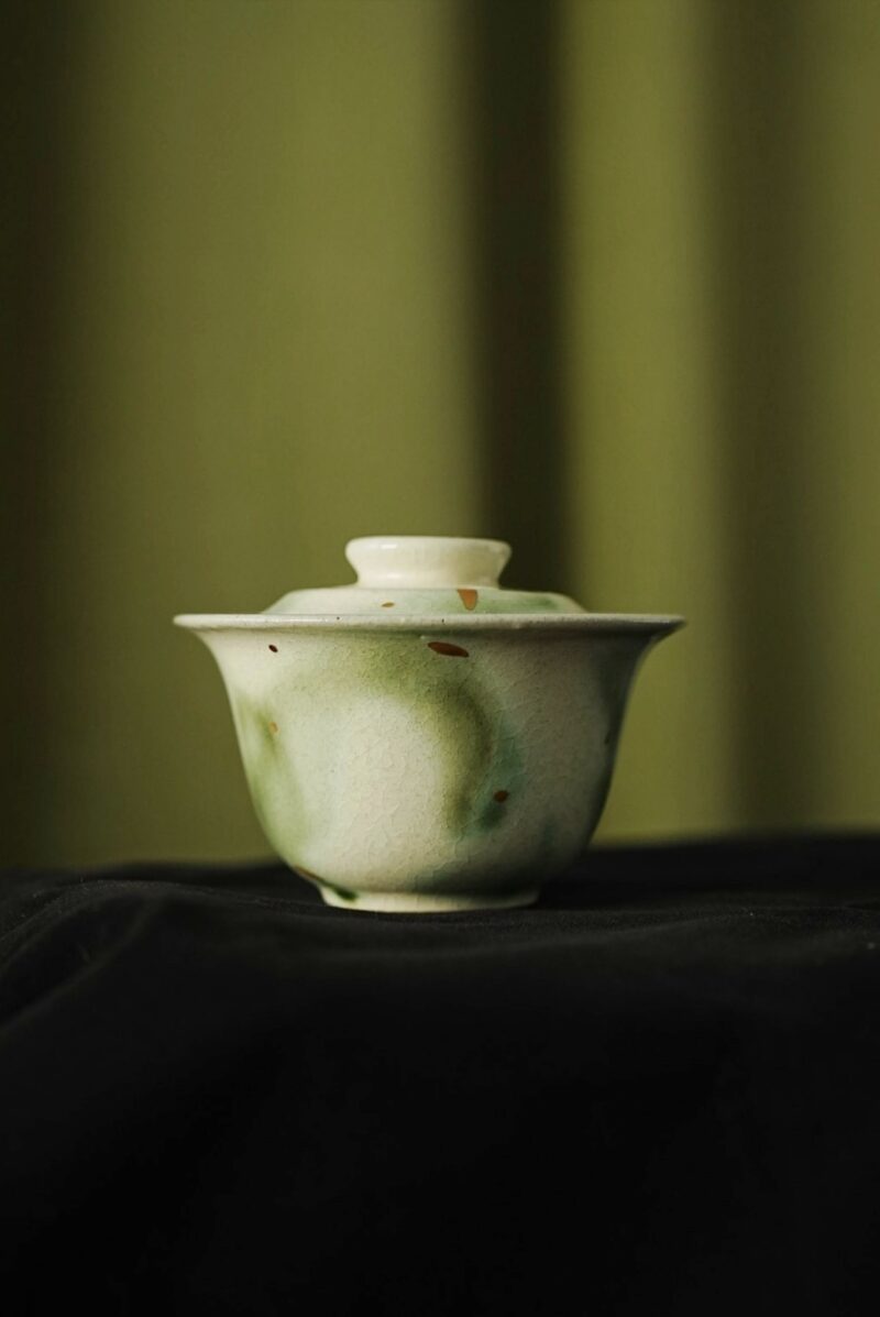 Handmade Hand-painted Ceramic Jadeite Gold Splashes 100ml Gaiwan