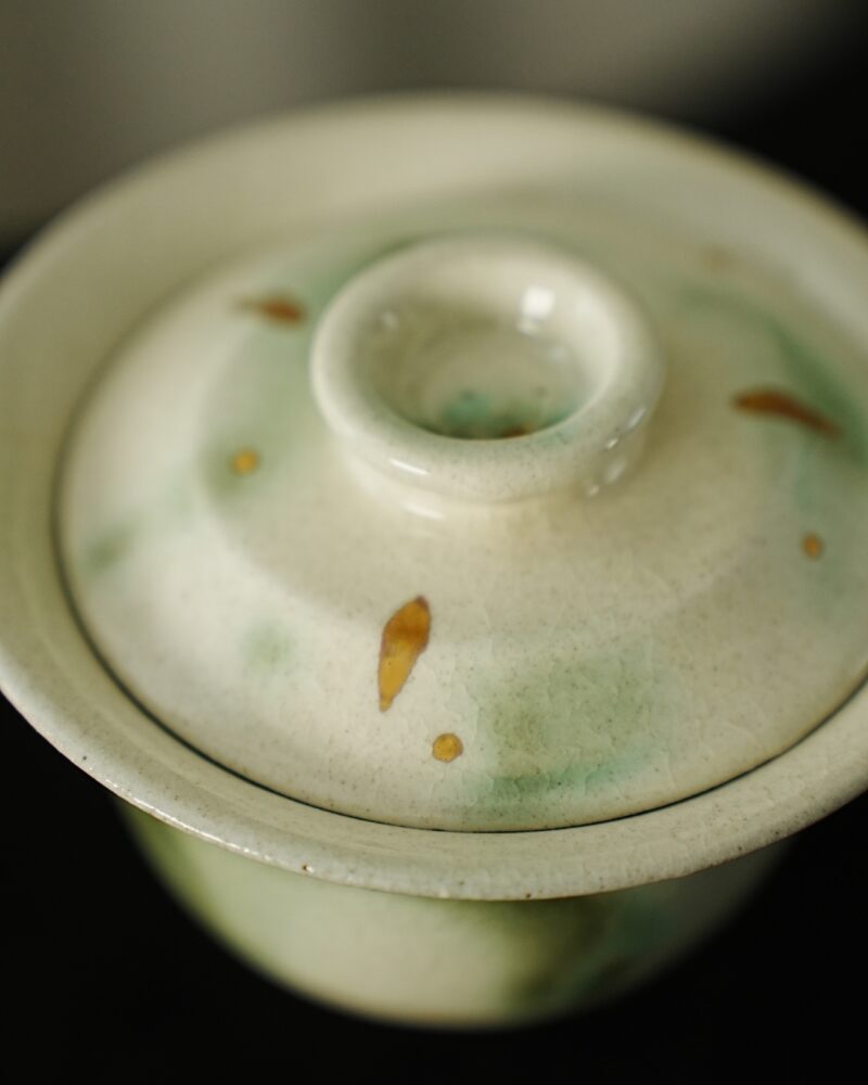 Handmade Hand-painted Ceramic Jadeite Gold Splashes 100ml Gaiwan