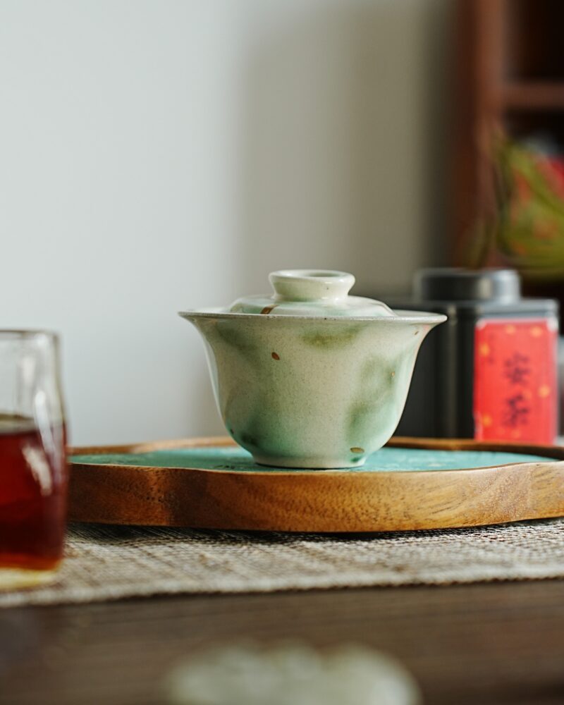 Handmade Hand-painted Ceramic Jadeite Gold Splashes 100ml Gaiwan