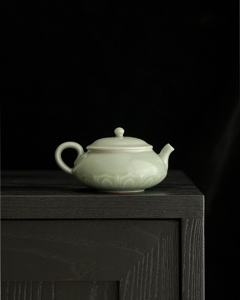 Celadon-Glaze-Ceramic-Lotus-Petal-110ml-Chinese-Teapot5 Celadon Glaze Ceramic Lotus Petal 110ml Chinese Teapot