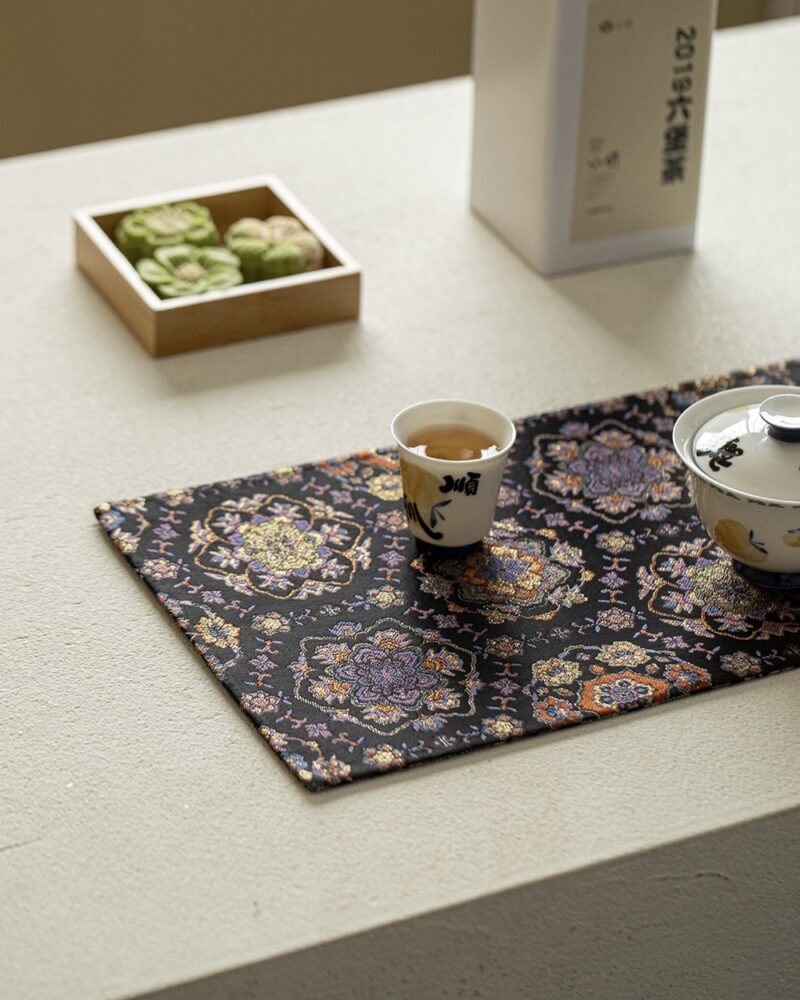 Chinese Style Brocade Fabric Reversible Double-Sided Tea Mat