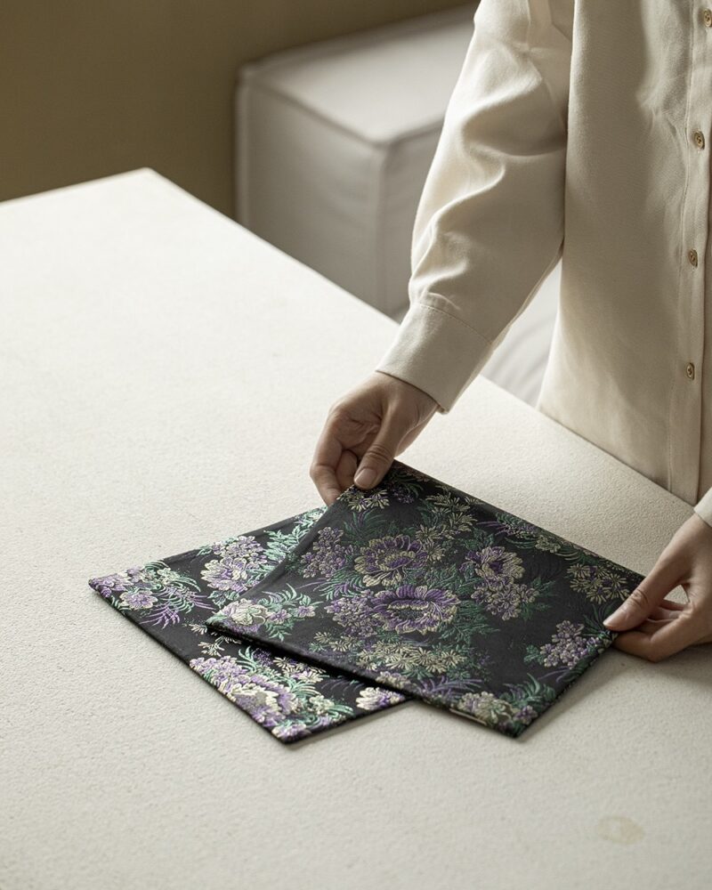 Chinese Style Brocade Fabric Reversible Double-Sided Tea Mat