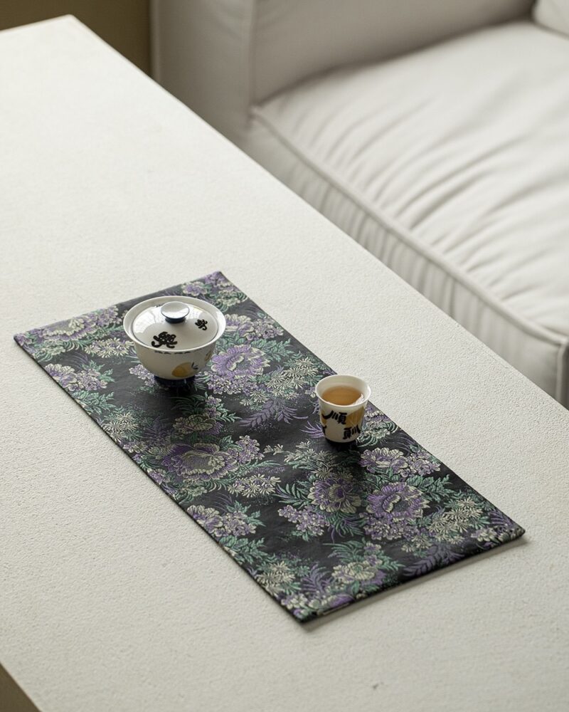 Chinese Style Brocade Fabric Reversible Double-Sided Tea Mat