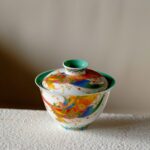 Chinese Style Turquoise Glaze Porcelain Flaming Koi 120ml Gaiwan