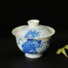 Hand-painted Qinghua Ceramic Lion 140ml Gaiwan