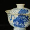 Hand-painted Qinghua Ceramic Lion 140ml Gaiwan