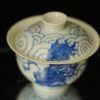 Hand-painted Qinghua Ceramic Lion 140ml Gaiwan