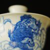 Hand-painted Qinghua Ceramic Lion 140ml Gaiwan