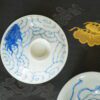 Hand-painted Qinghua Ceramic Lion 140ml Gaiwan