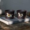 Fully Handmade Clay Painting Tian Qing Ni Tang Horse Tea Cup Set
