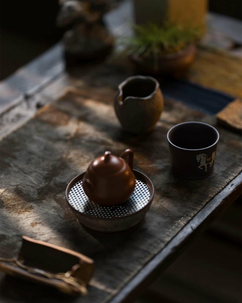 Fully Handmade Clay Painting Tian Qing Ni Tang Horse Tea Cup Set