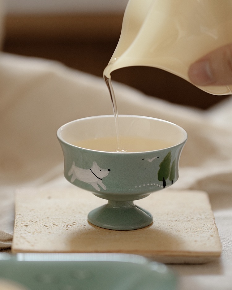 Hand-painted Creative Design Ceramic Puppy Story 120ml Gaiwan