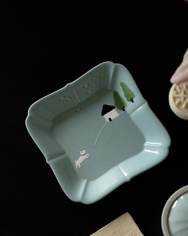 Hand-painted Creative Design Ceramic Puppy Story 120ml Gaiwan