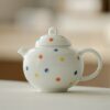 Hand-painted White Porcelain Polka Dot 160ml Chinese Teapot (2) Hand-painted White Porcelain Polka Dot 160ml Chinese Teapot