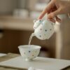 Hand-painted White Porcelain Polka Dot 160ml Chinese Teapot (3) Hand-painted White Porcelain Polka Dot 160ml Chinese Teapot