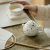 Hand-painted White Porcelain Polka Dot 160ml Chinese Teapot (4) Hand-painted White Porcelain Polka Dot 160ml Chinese Teapot