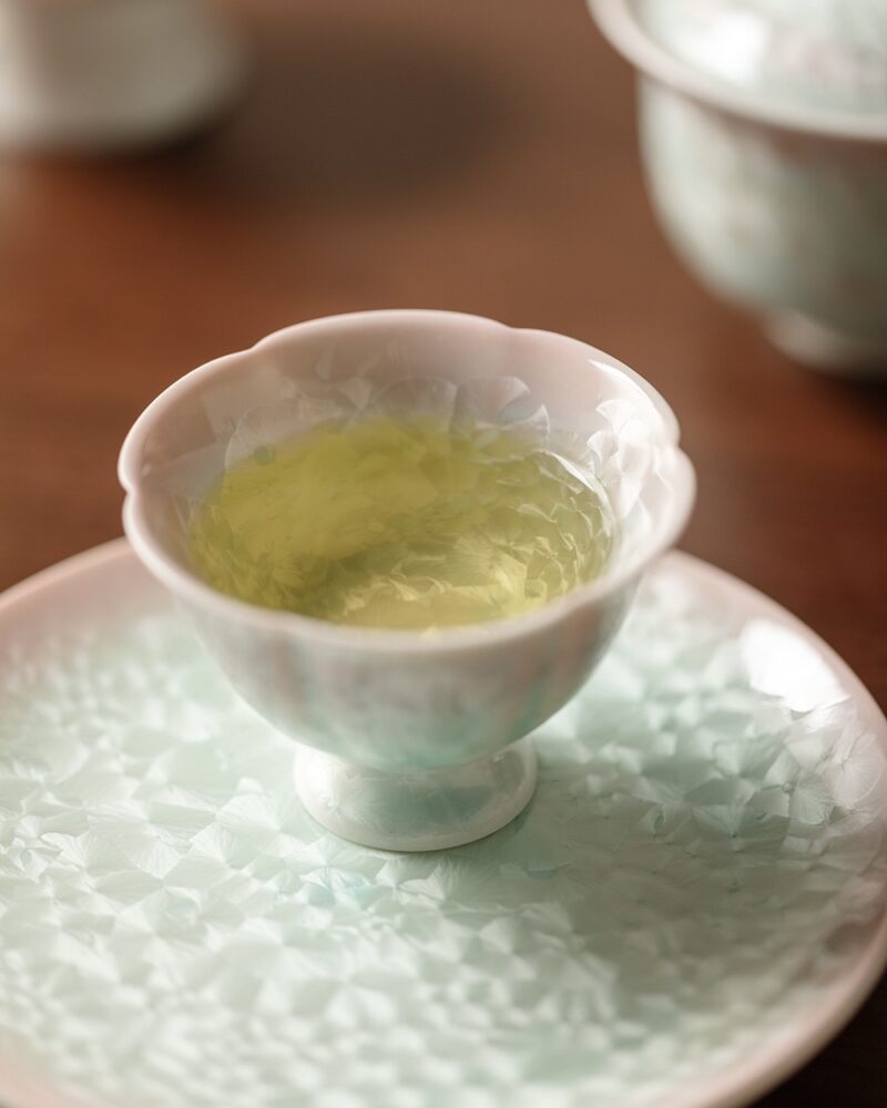 Handmade Gradient Glaze Ceramic Flower Petal Crystal 90ml Host Tea Cup