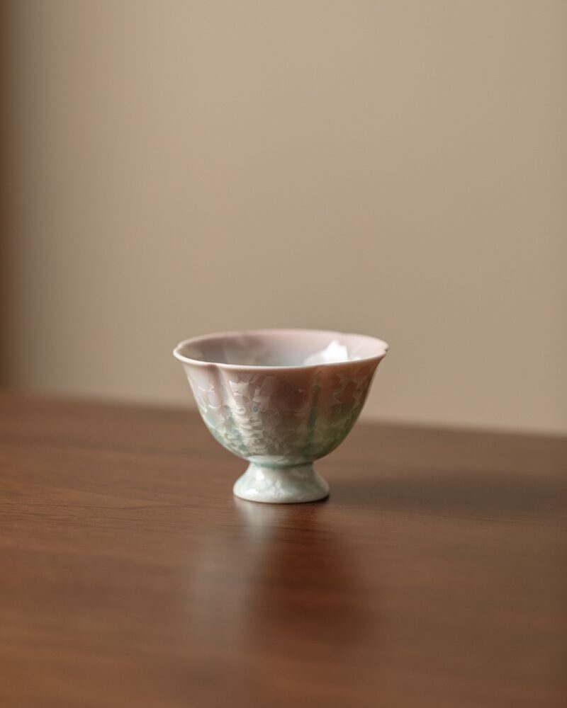 Handmade Gradient Glaze Ceramic Flower Petal Crystal 90ml Host Tea Cup