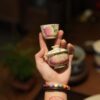 Handmade Hand-painted Fen Cai Ceramic Longevity Peach 70ml Gaiwan Set Pre Order Ship In 20 Days