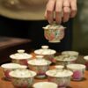 Handmade Hand-painted Fen Cai Ceramic Longevity Peach 70ml Gaiwan Set Pre Order Ship In 20 Days