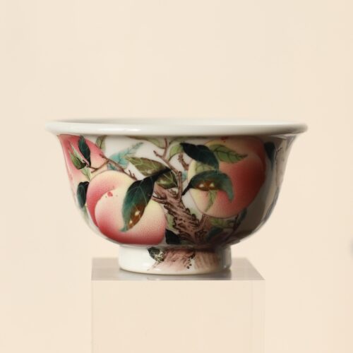 Handmade Hand-painted Fen Cai Ceramic Six Longevity Peaches 120ml Host Cup