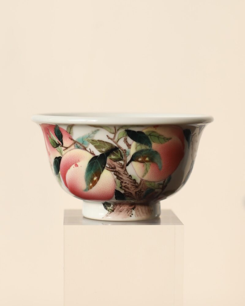 Handmade Hand-painted Fen Cai Ceramic Six Longevity Peaches 120ml Host Cup