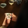 Handmade Hand-painted Fen Cai Ceramic Six Longevity Peaches 120ml Host Cup