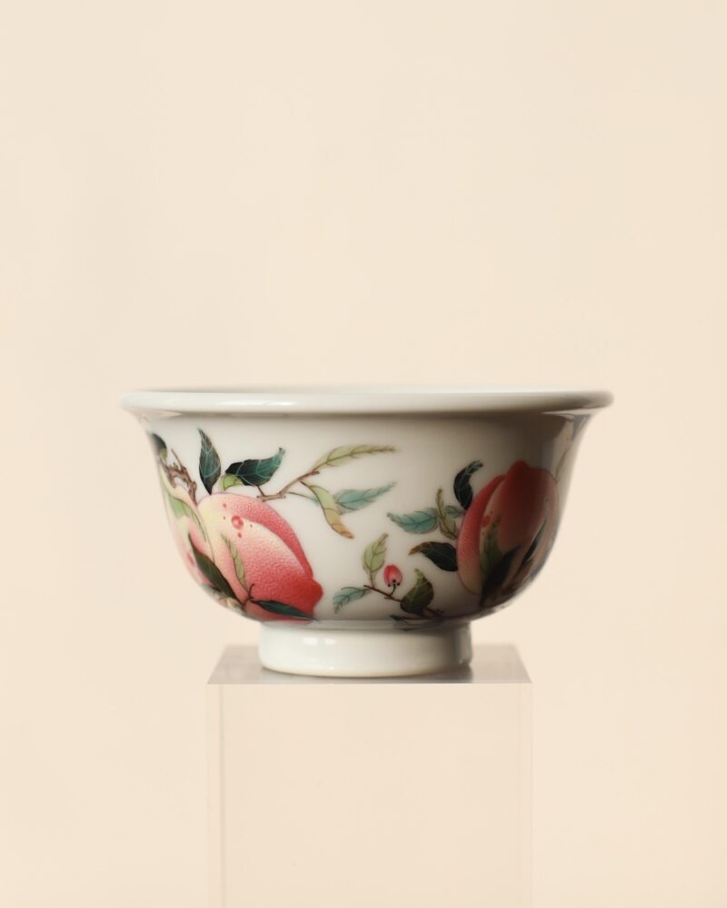 Handmade Hand-painted Fen Cai Ceramic Six Longevity Peaches 120ml Host Cup