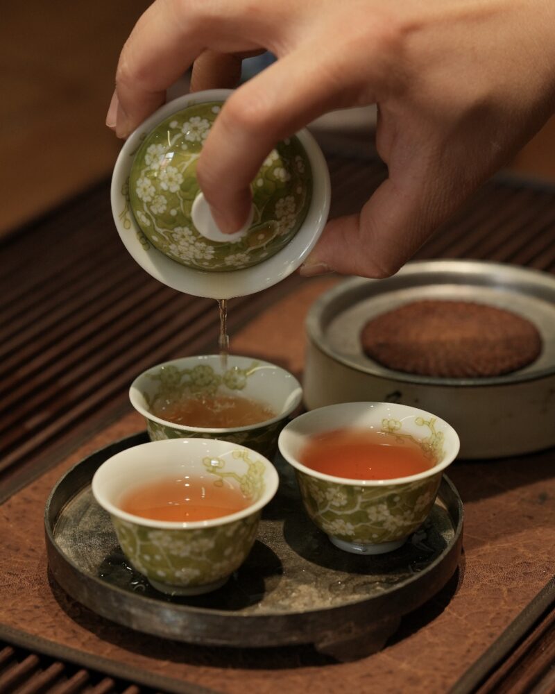 Handmade Hand-painted Grass Green Ceramic Plum 60ml Gaiwan Set Pre Order Ship In 20 Days