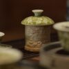 Handmade Hand-painted Grass Green Ceramic Plum 60ml Gaiwan Set Pre Order Ship In 20 Days