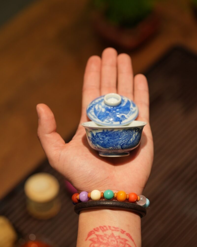 Handmade Hand-painted Qinghua Ceramic Chinese Dragon 50ml Gaiwan Pre Order Ship in 20 Days