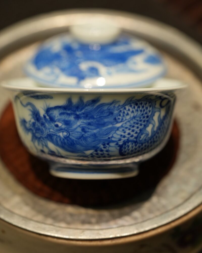 Handmade Hand-painted Qinghua Ceramic Chinese Dragon 50ml Gaiwan Pre Order Ship in 20 Days