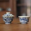 Handmade Hand-painted Qinghua Ceramic Pine Bamboo Plum 60ml Gaiwan Set Pre Order Ship in 20 Days