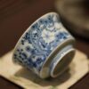 Handmade Hand-painted Qinghua Ceramic Pine Bamboo Plum 60ml Gaiwan Set Pre Order Ship in 20 Days