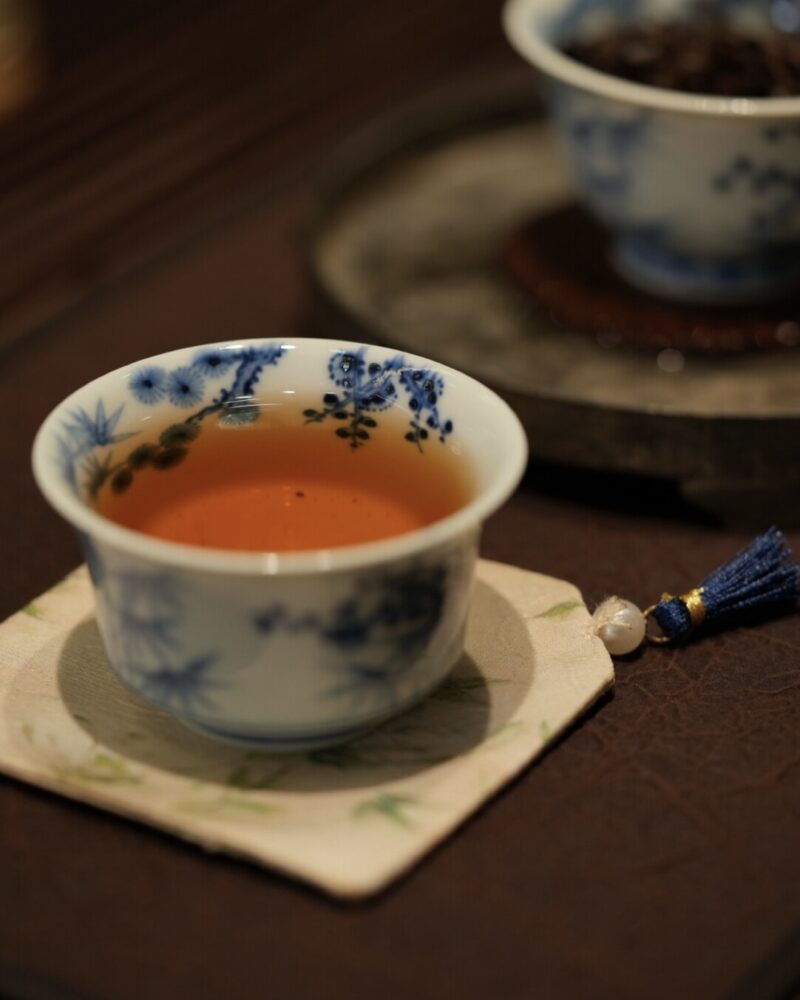 Handmade Hand-painted Qinghua Ceramic Pine Bamboo Plum 60ml Gaiwan Set Pre Order Ship in 20 Days