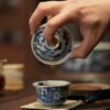 Handmade Hand-painted Qinghua Ceramic Pine Bamboo Plum 60ml Gaiwan Set Pre Order Ship in 20 Days