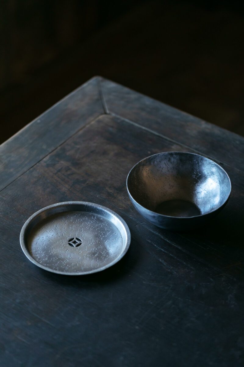 Handmade Vintage Style Hammered Texture Tin Coin Design 300ml Tea Boat