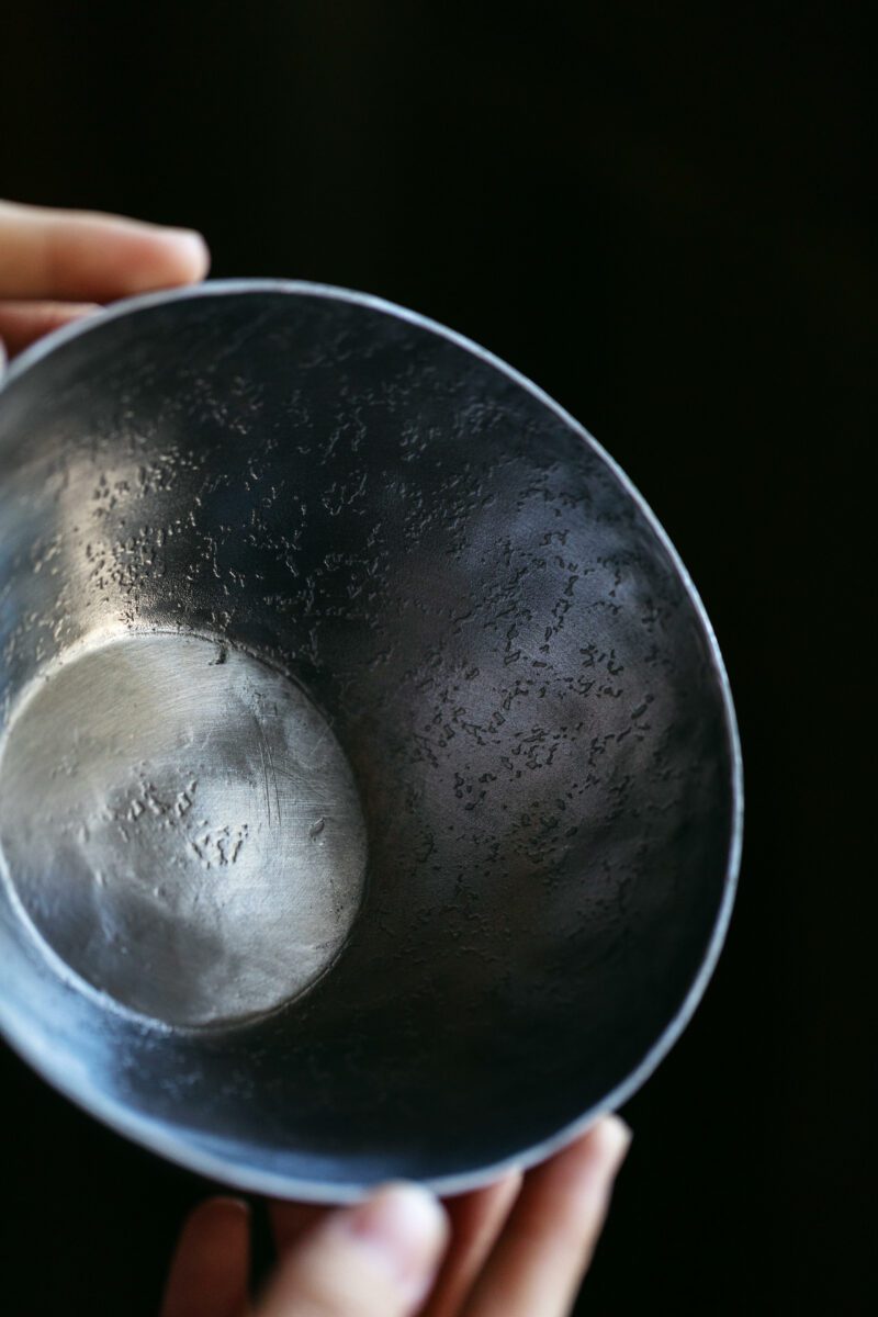 Handmade Vintage Style Hammered Texture Tin Coin Design 300ml Tea Boat