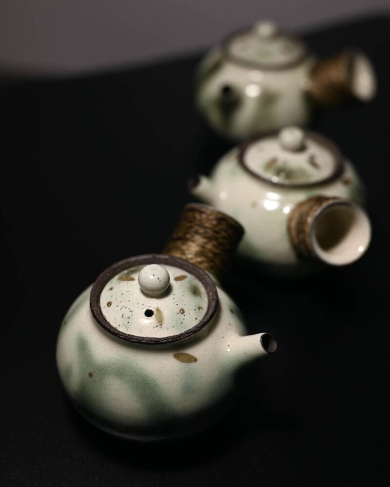 Handmade-Vintage-Style-Powder-Glaze-Ceramic-Gradient-Green-100ml-Side-Handled-Teapot2 Handmade Vintage Style Powder Glaze Ceramic Gradient Green 120ml Side Handled Teapot