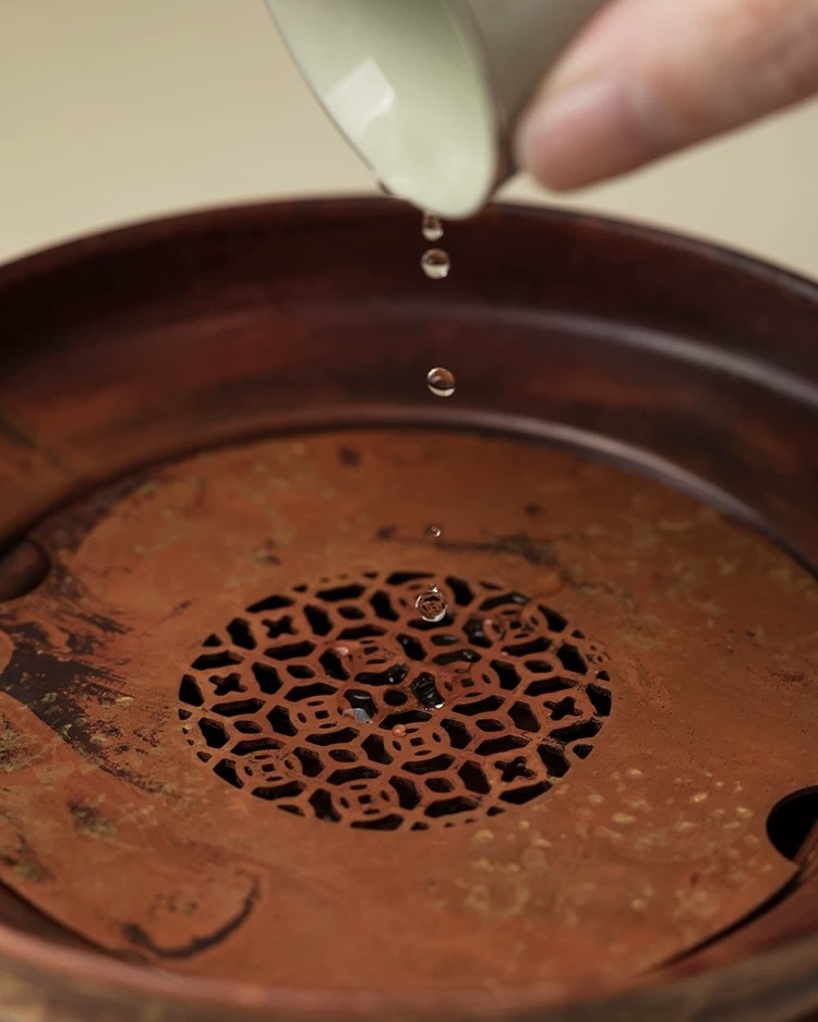 Vintage Style Handmade Copper Dragon Stand Tea Boat