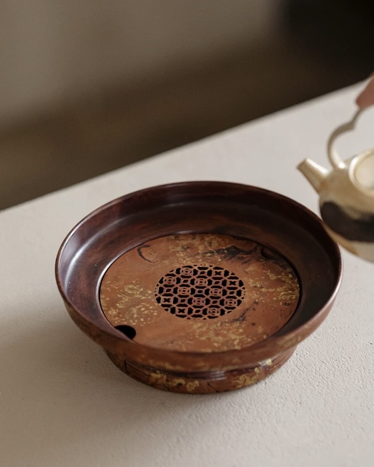 Vintage Style Handmade Copper Dragon Stand Tea Boat