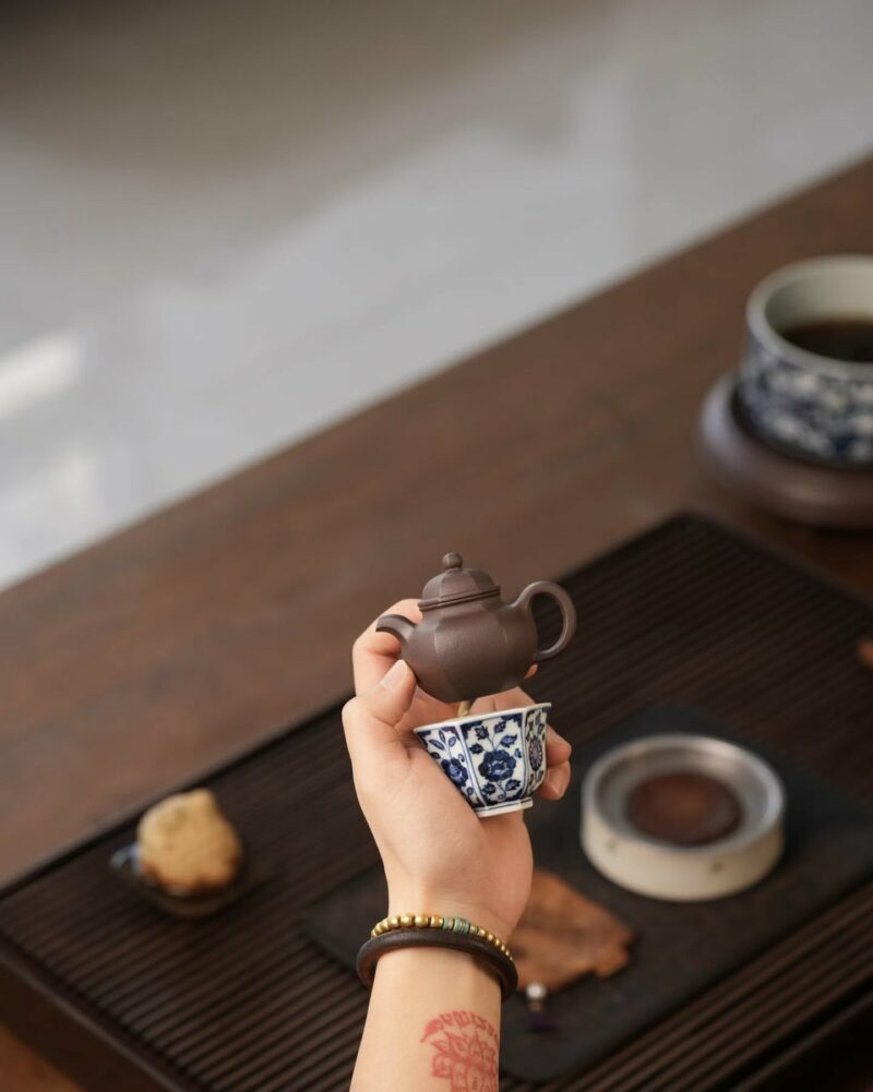 Half Handmade Hexagonal Zini Duo Qiu 50ml Yixing Teapot
