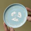 Hand-painted Gilt Silver and Gold Glaze Ceramic Moon Rabbit 110ml Gaiwan