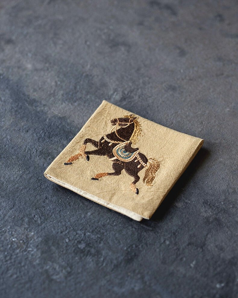 Handmade Embroidered Fabric Horse Year Tea Towel