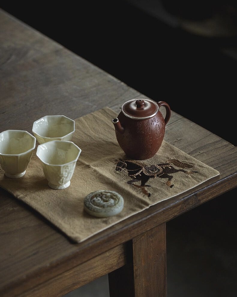 Handmade Embroidered Fabric Horse Year Tea Towel